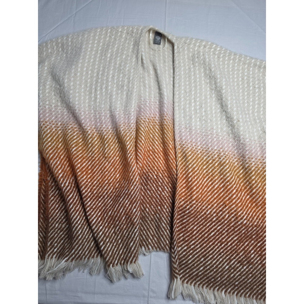 Vince Camuto Poncho Sweater Women's OS Multicolor Striped Fringe Trim Open Front